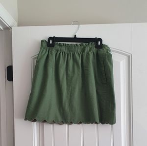 J.Crew Green Scalloped Sidewalk skirt